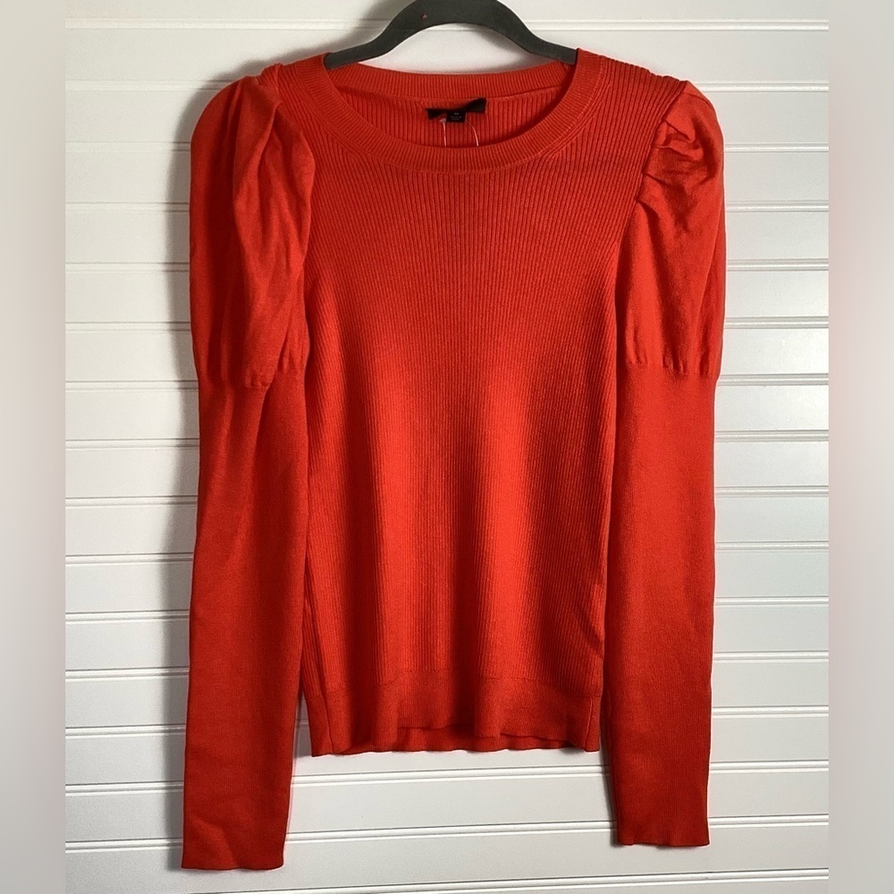 J. Crew NWT Red / orange Puff Sleeve sweater Size Medium